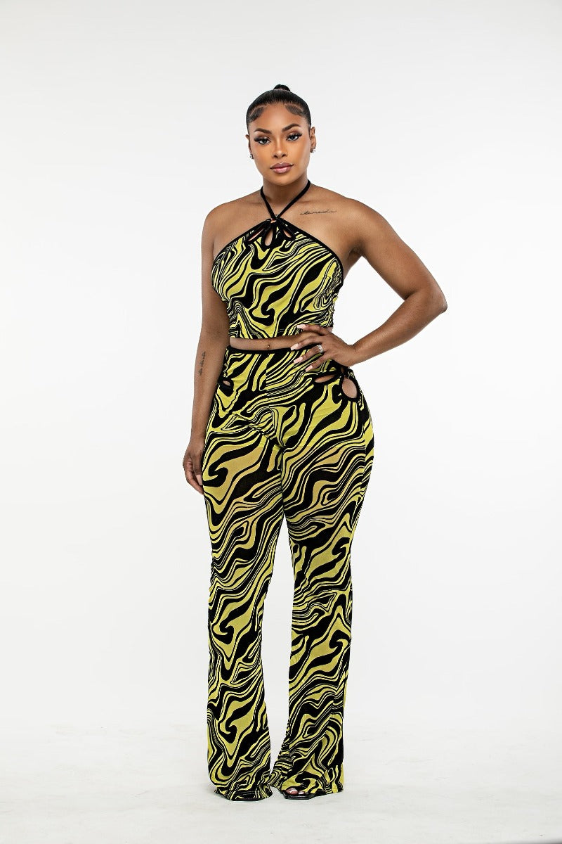 All Night Long Swirl Print Pant Set