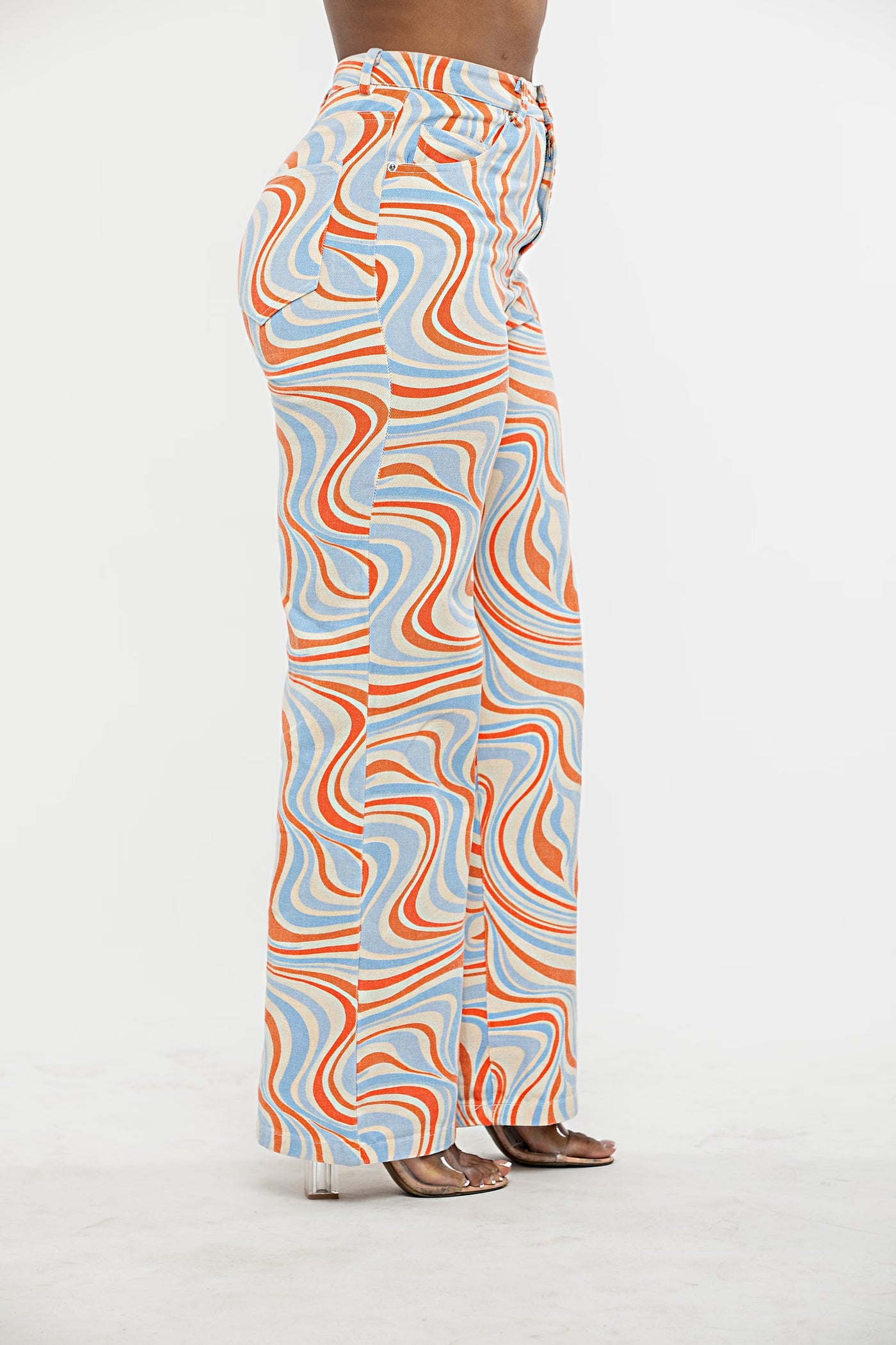 No Limit Swirl Print Wide Leg Jeans