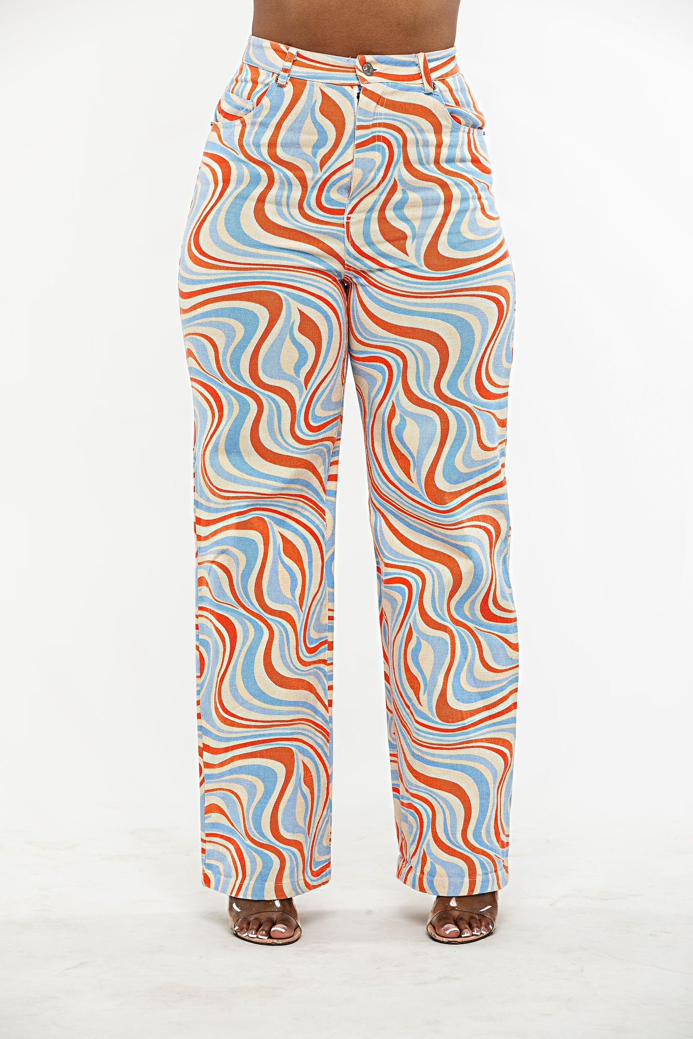 No Limit Swirl Print Wide Leg Jeans