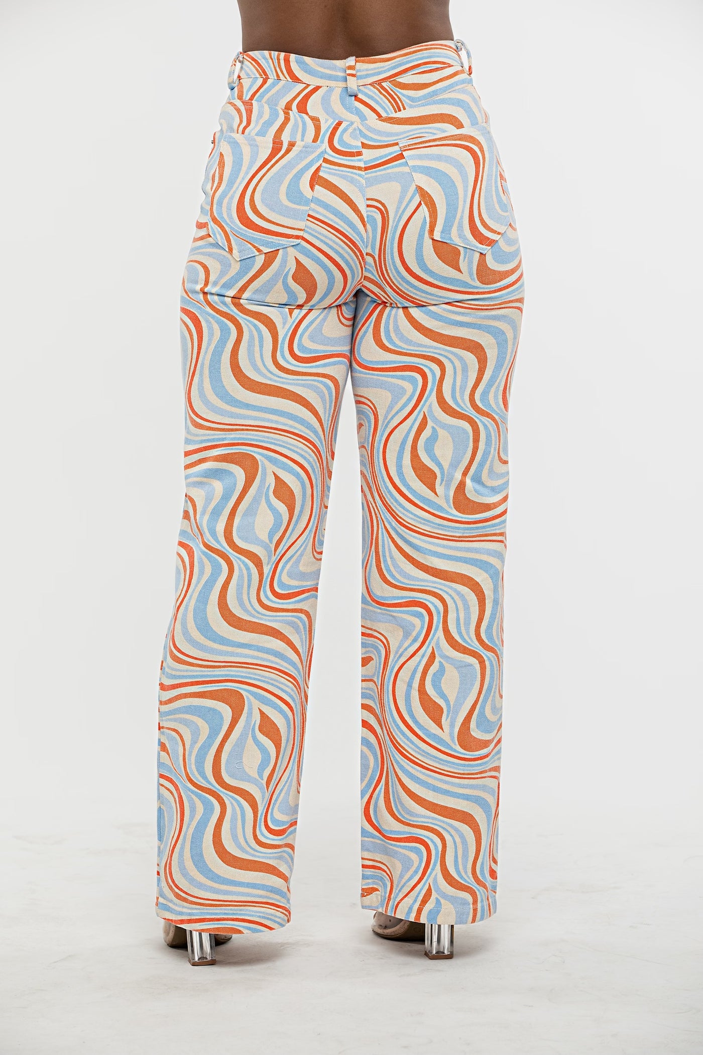 No Limit Swirl Print Wide Leg Jeans